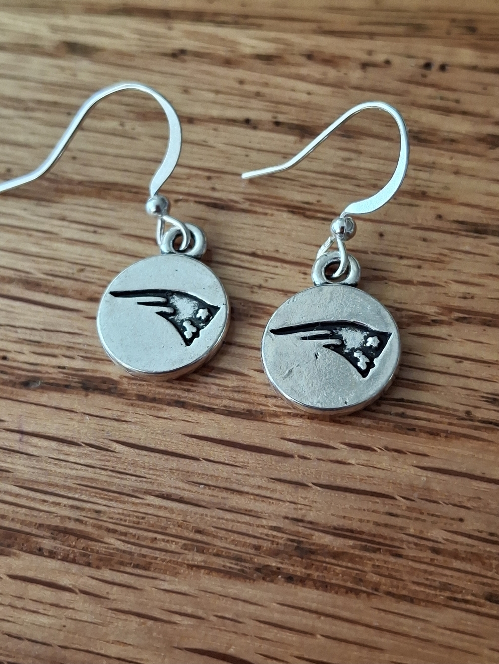 Silver St. Louis Cardinals Baseball Round Dangle Earrings with Black Accent